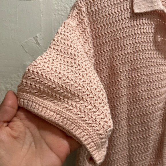 (EUC)Halogen 100% Cotton Short Sleeve Collar Cardigan dainty pale Pink XXS - Picture 6 of 9